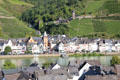 View of Zell, founded by Romans, from opposite bank of Mosel. Zell, Germany.