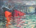 Ship in Dock painting by Emil Nolde at Hamburg Fine Arts Museum. Hamburg, Germany.