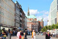 Sandstraße streetscape looking to St Mary's Church. Lübeck, Germany.