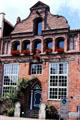 Brick building facing canal on Lünersstrasse. Lüneburg, Germany.