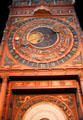 Time, date, moon phases & month dials of Medieval astronomical clock at St Mary's Church. Rostock, Germany.