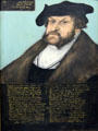 Elector Johann I the Steadfast of Saxony portrait by workshop of Lucas Cranach the Elder at Schleswig Holstein State Museum. Schleswig, Germany.