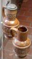 Brown stoneware jugs at Schleswig Holstein State Museum. Schleswig, Germany.