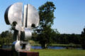 Stainless steel modern sculpture on grounds of Gottorf Palace. Schleswig, Germany