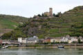 Crenulated Gutenfels castle above town. Kaub, Germany.