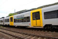 Middle Rhine passenger train stopped at station. Oberwesel, Germany.
