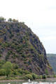 The Loreley, a rocky spur on banks of the Rhine & often referenced in German Romantic literature. Loreley, Germany.