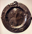 Art Nouveau platter with design of female figure encircled by poppies by Geislingen from Poppy Art exhibit at Kreismuseum. Zons, Germany.