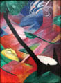Deer in Woods II painting by Franz Marc at Lenbachhaus. Munich, Germany.