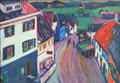 Murnau - View from Window of Griesbräu painting by Wassily Kandinsky at Lenbachhaus. Munich, Germany.