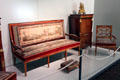 Settee & armchair with tapestry covers by Aubusson or Beauvais flanking secretary both made in Munich & owned by Max I Joseph at Bavarian National Museum. Munich, Germany.