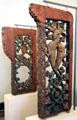 Carved choir stall dividers from church in Berchtesgaden, Bavaria at Bavarian National Museum. Munich, Germany.