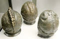 Roman Bronze helmet back of head details with two representing hairstyles from Kelheim at Bavarian State Archaeological Collection. Munich, Germany.