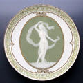 Porcelain plate using pâte-sur-pâte technique from Berlin at Deutsches Museum. Munich, Germany.