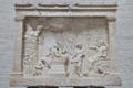 Munich Votive Relief from Greece shows family approaching Asclepius, god of healing, & his daughter Hygeia at Glyptothek. Munich, Germany.