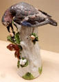 Meissen porcelain jay with acorn figure by Johann Joachim Kaendler at Meissen porcelain museum at Lustheim Palace. Munich, Germany.