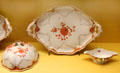 Meissen porcelain serving pieces from Möllendorff Dinner Service by Frederick II the Great, King of Prussia at Meissen porcelain museum at Lustheim Palace. Munich, Germany.