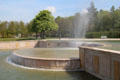 Terraced canal & fountain of New Schleißheim Palace. Munich, Germany.