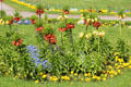 Flower display at Oberschleißheim Palaces. Munich, Germany.