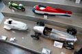 Collection of streamlined racing vehicle at Deutsches Museum Transport Museum. Munich, Germany.