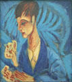Card playing boy painting by Ernst Ludwig Kirchner at Pinakothek der Moderne. Munich, Germany.