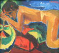 Sleeping woman painting by Karl Scmidt-Rottluff at Pinakothek der Moderne. Munich, Germany.