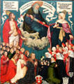 Votive painting of Ulrich Schwarz & his Family depicting God the Father, Jesus Christ & Mary along with Schwarz, his three wives & 31 children by Hans Holbein Elder in Municipal Art Gallery at Schaezler Palace. Augsburg, Germany.