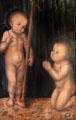 Jesus & John the Baptist as Children painting by Lucas Cranach Elder at Bamberg City Museum. Bamberg, Germany.