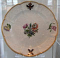 Meissen porcelain plate from St Andrews Cross service at Bamberg Old Town Hall Museum of Faience & Porcelain. Bamberg, Germany.
