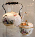 Höchst porcelain tea service pieces by Andreas Philipp Oettner after Antoine Watteau at Bamberg Old Town Hall Museum of Faience & Porcelain. Bamberg, Germany.