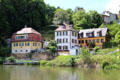 Houses over canal traversing Bamberg. Bamberg, Germany.