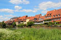 Little Venice shore of Regnitz River. Bamberg, Germany.