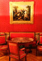 Study with walls of red silk from Lyon at Ehrenburg Palace. Coburg, Germany.