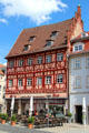 Half-timbered cafe on market square. Coburg, Germany.