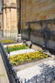 Grave with wrought iron crosses at Gößweinstein pilgrimage basilica. Gößweinstein, Germany.