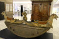 Two seat seesaw carved as dolphins with saddles from northern Italy of mid Germany at Germanisches Nationalmuseum. Nuremberg, Germany.