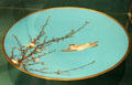 Copper cloisonné enamel plate with bird & blossoms from Japan at Germanisches Nationalmuseum. Nuremberg, Germany.