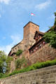 Heathens' Tower above defensive walls of Imperial Castle. Nuremberg, Germany.