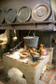 Pewter plates over cooking fireplace at Albrecht Dürer's House. Nuremberg, Germany.