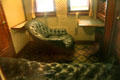 Desk & leather chair in Bismarck's private rail car at Nuremberg Transport Museum. Nuremberg, Germany.