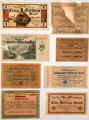 German railway tickets during inflationary times in 1920s priced in millions of Marks at Nuremberg Transport Museum. Nuremberg, Germany.
