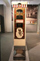 Antique coin operated personal weight scale as found in rail stations at Nuremberg Transport Museum. Nuremberg, Germany.