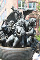 Adam & Eve with death as skeleton on Ship of Fools sculpture. Nuremberg, Germany.