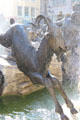 Symbolic goat detail on Marriage Carousel sculpture. Nuremberg, Germany.