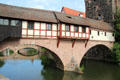 Henker brücke across Pegnitz River. Nuremberg, Germany.