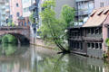 Scene along Pegnitz River. Nuremberg, Germany.