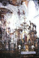 Gothic statue of Virgin Mary & Child with baroque additions on high altar in Zwiefalten Abbey. Zwiefalten, Germany.