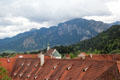 Alps over Franciscan Monastery Church. Füssen, Germany.