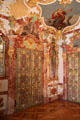Detail of baroque room ornamentation, including painting by Franz Georg Hermann, at Kempten Residenz. Kempten, Germany.