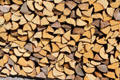 Stack of firewood for winter use. Mittenwald, Germany.